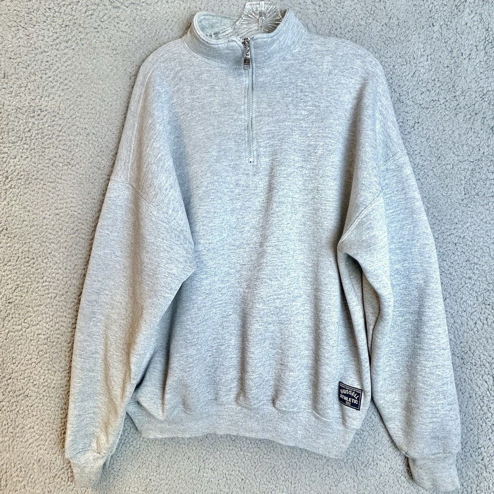 Vintage 90s Russell Athletic Quarter Zip Gem Sweatshirt USA Made Size 2XL XXL